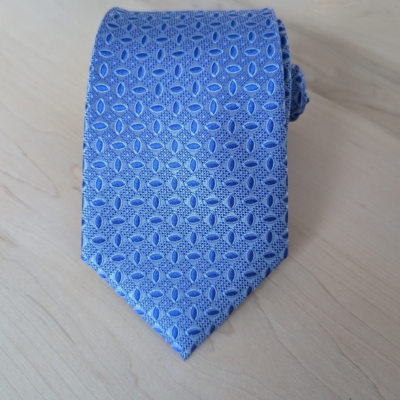 Joseph & Feiss Blue Silk Geometric Tie - Picture 8 of 9
